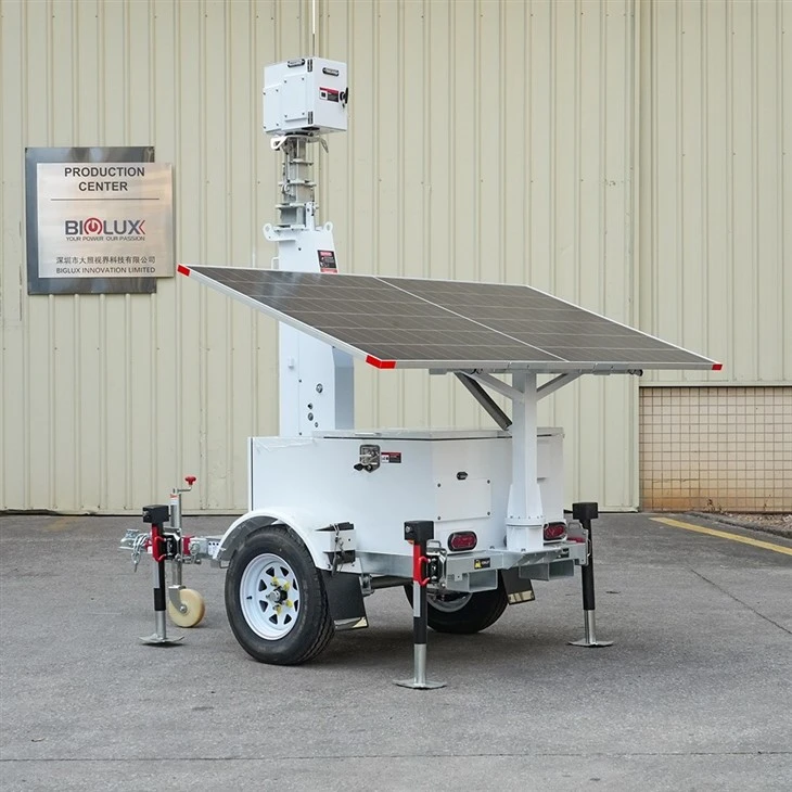 Mobile 600W CCTV Trailer For Remote Construction Site Security suppliers