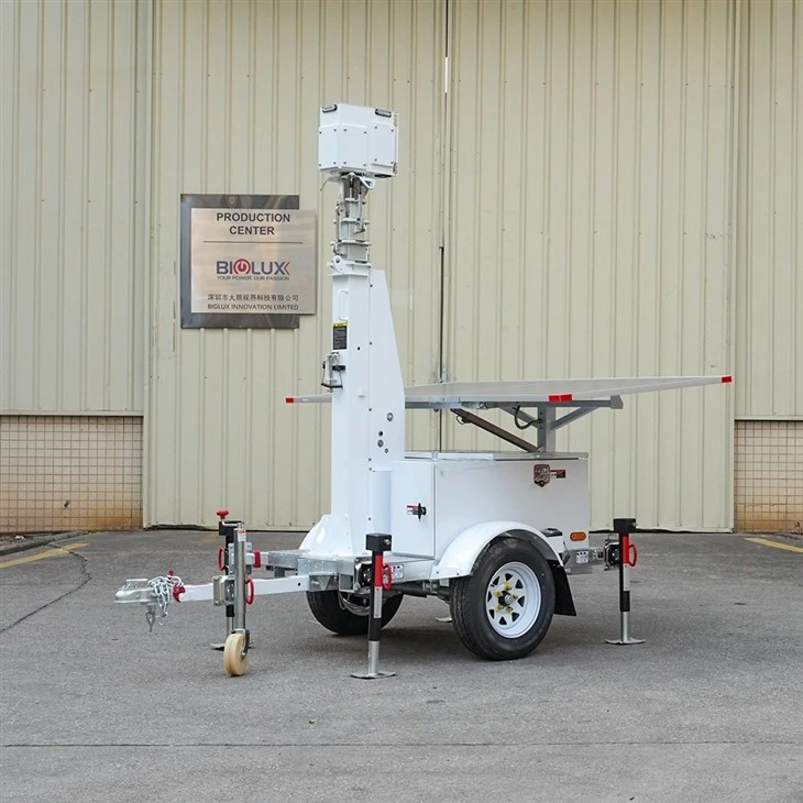 Mobile 600W CCTV Trailer For Remote Construction Site Security best